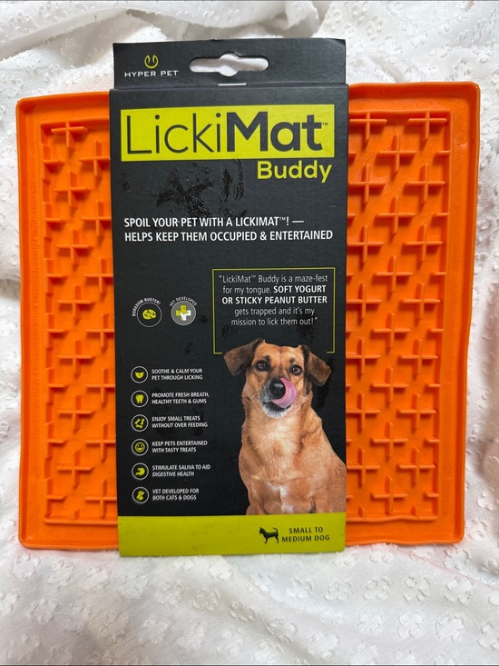 Other - LickiMat Buddy - Orange Slow-Feed Dog Treat Mat (Small to Medium)
